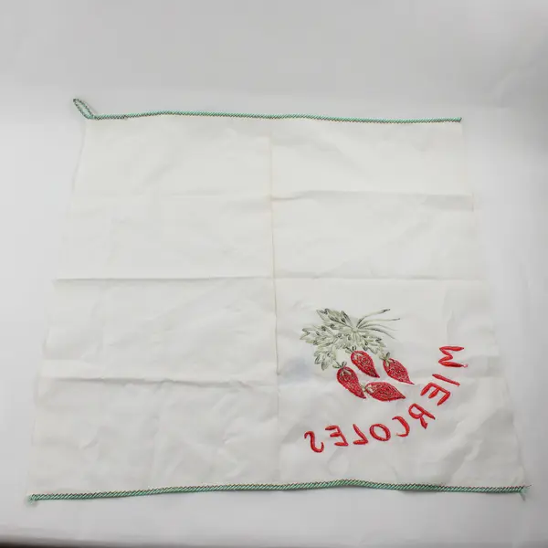 Vintage Miercoles Strawberry Embroidered Tea Towel FLAWED