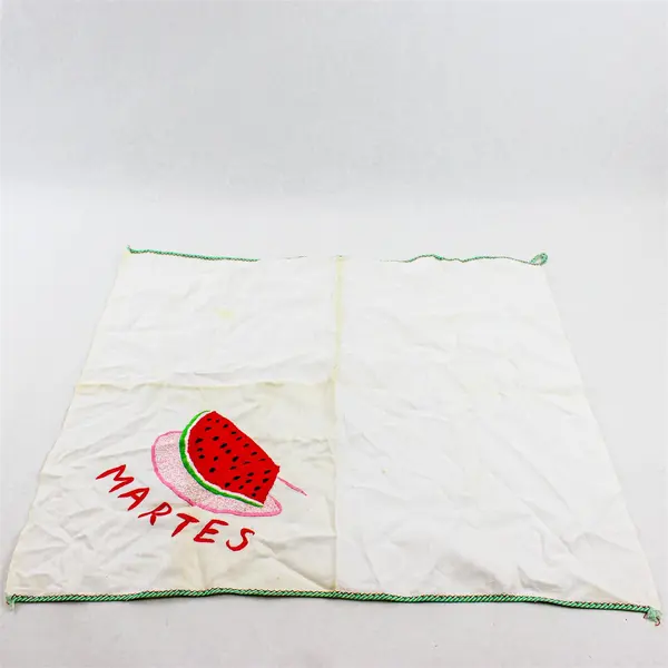 Vintage Martes Watermelon Embroidered Tea Towel Flawed