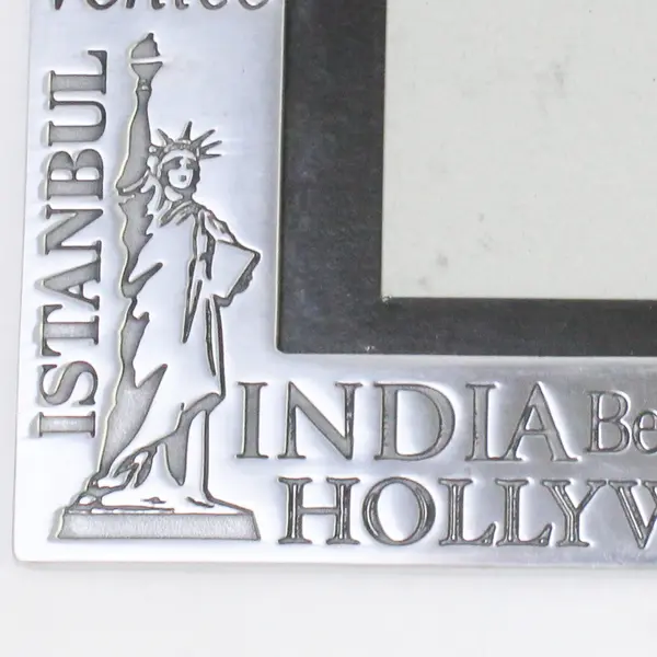 "Vacation" Collage Embossed Metal Picture Frame, Holds Four 2"x2.4" Photos