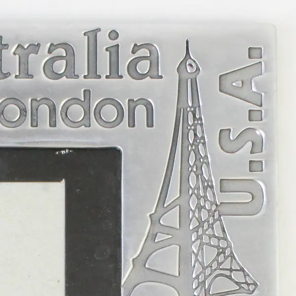 "Vacation" Collage Embossed Metal Picture Frame, Holds Four 2"x2.4" Photos