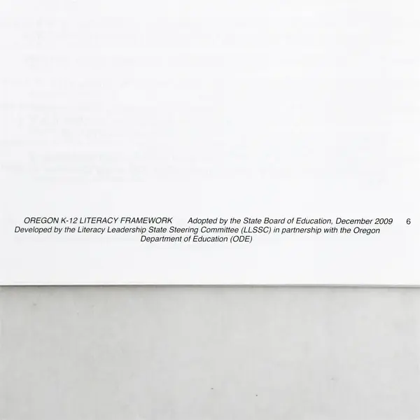 Oregon K-12 Literacy Framework State Board of Education Handbook Spiral