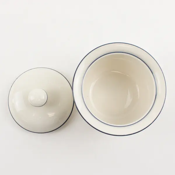 Lenox Poppies On Blue Patterned Chinastone Sugar Bowl With Matching Lid