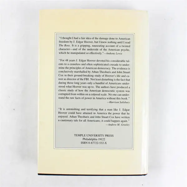 The Boss by Athan G Theoharis et al Hardcover Nonfiction History Politics Book