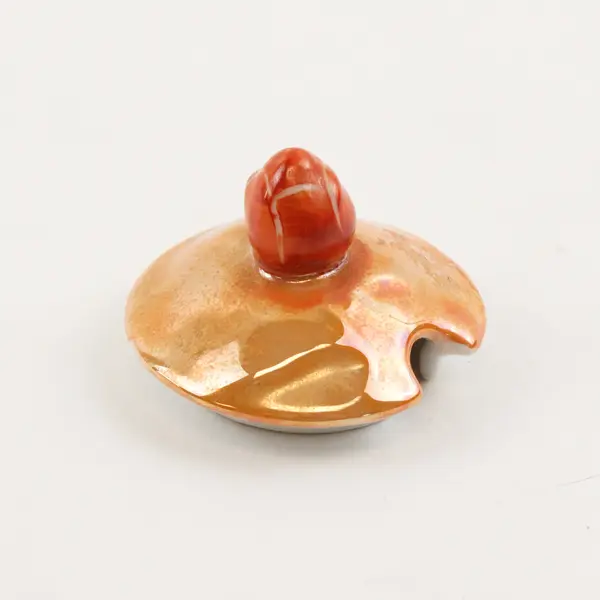 Noritake Orange W/ Fruit Lusterware Glaze Mustard Jar With Lid 2.5" Tall