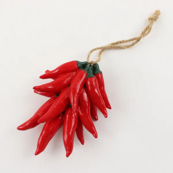 Lot Of 2 Unbranded Matching Ceramic Hanging Chili Ristra Home Decor 4.5" Long