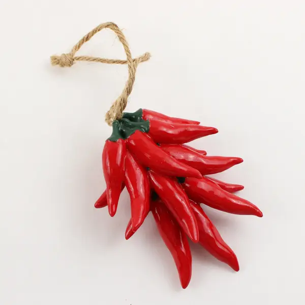Lot Of 2 Unbranded Matching Ceramic Hanging Chili Ristra Home Decor 4.5" Long