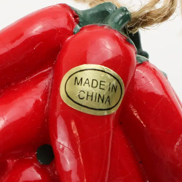 Lot Of 2 Unbranded Matching Ceramic Hanging Chili Ristra Home Decor 4.5" Long