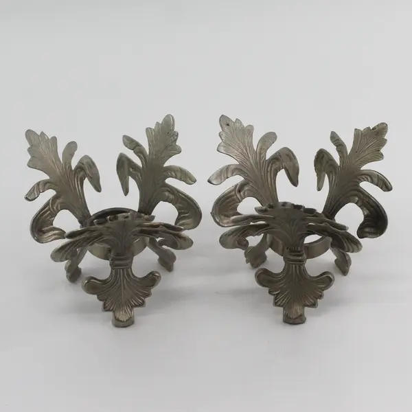 Set of 2 Fleur De Lis Pewter Votive or Tealight Candle Holders