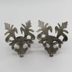 Set of 2 Fleur De Lis Pewter Votive or Tealight Candle Holders
