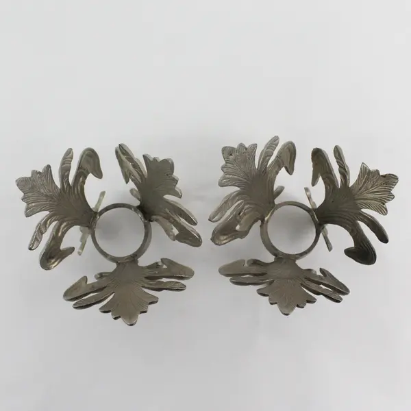 Set of 2 Fleur De Lis Pewter Votive or Tealight Candle Holders
