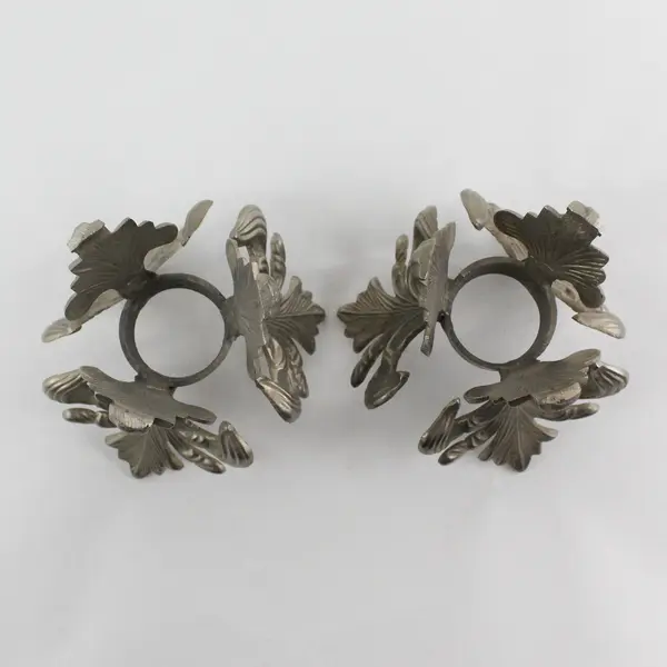 Set of 2 Fleur De Lis Pewter Votive or Tealight Candle Holders