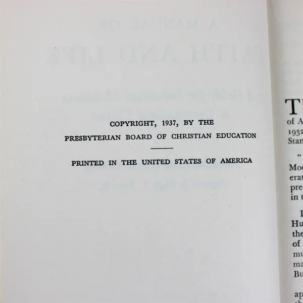1937 Faith & Life Manual - Presbyterian Board of Christian Education Hardcover