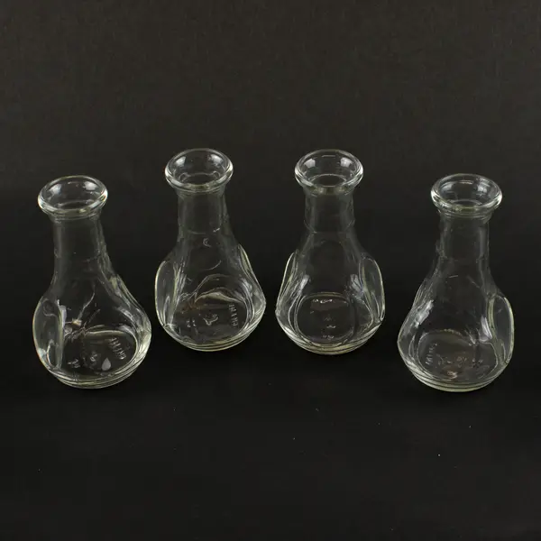 Lot Of 4 Libbey Matching Pinched Clear Glass Decorative Bud Vases 3.75" Tall