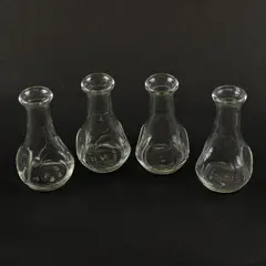 Lot Of 4 Libbey Matching Pinched Clear Glass Decorative Bud Vases 3.75" Tall