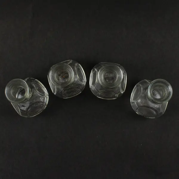 Lot Of 4 Libbey Matching Pinched Clear Glass Decorative Bud Vases 3.75" Tall