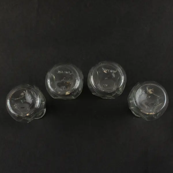 Lot Of 4 Libbey Matching Pinched Clear Glass Decorative Bud Vases 3.75" Tall