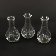 Lot Of 3 Libbey Matching Pinched Clear Glass Decorative Bud Vases 3.75" Tall