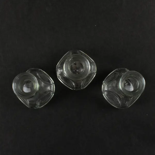 Lot Of 3 Libbey Matching Pinched Clear Glass Decorative Bud Vases 3.75" Tall