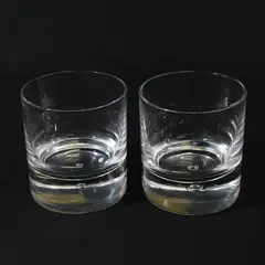 2 Kosta-Boda Pippi Old Fashioned Glasses Heavy Base With Bubble Discontinued