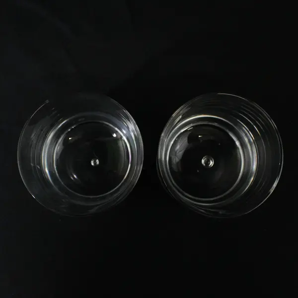 2 Kosta-Boda Pippi Old Fashioned Glasses Heavy Base With Bubble Discontinued