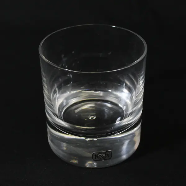 2 Kosta-Boda Pippi Old Fashioned Glasses Heavy Base With Bubble Discontinued
