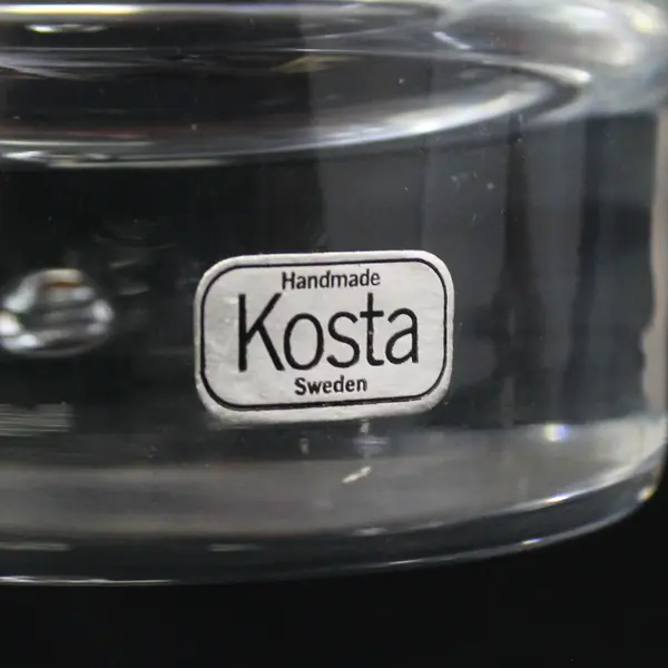 2 Kosta-Boda Pippi Old Fashioned Glasses Heavy Base With Bubble Discontinued