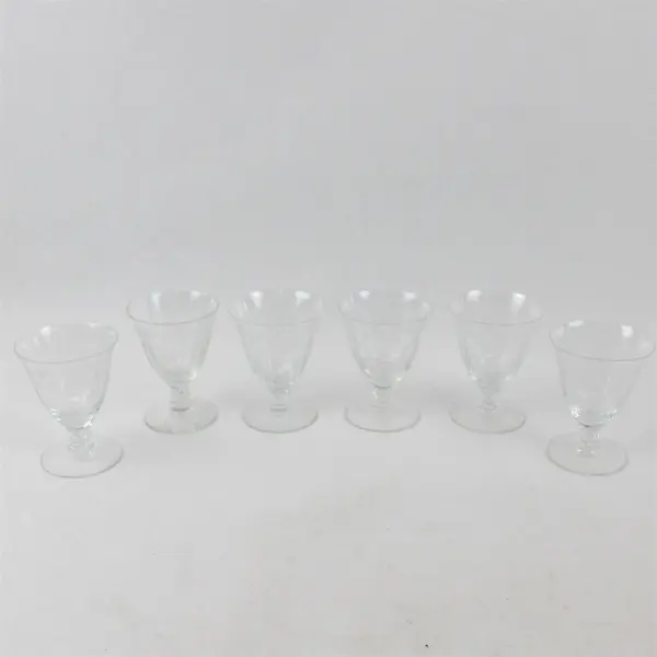 Lot Of 6 Fostoria Chintz (Etched) Pattern Oyster/Fruit Cocktail Glasses 3.75"