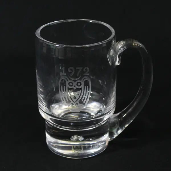 Vintage 1972 Kosta Boda 17 oz Pippi Owl Crystal Mug Signed Vicke Lindstrand