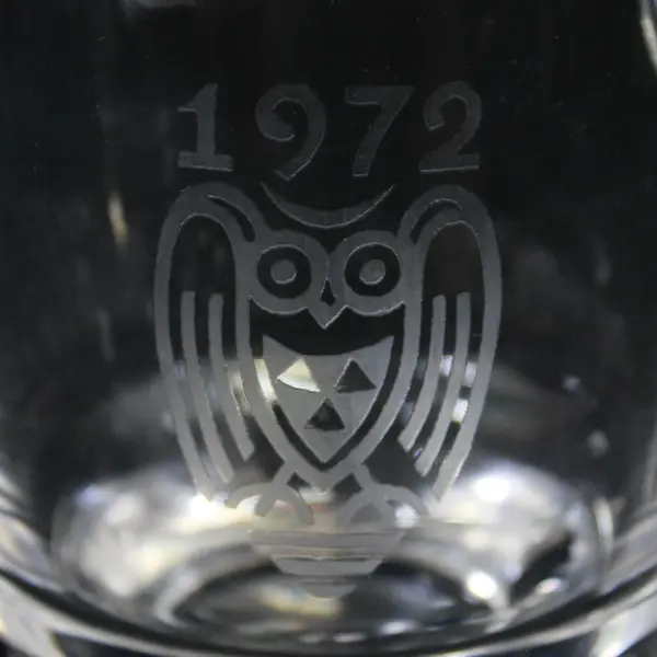 Vintage 1972 Kosta Boda 17 oz Pippi Owl Crystal Mug Signed Vicke Lindstrand