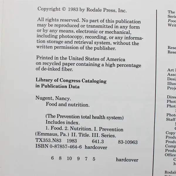 Food and Nutrition: Prevention Total Health System Hardcover Book