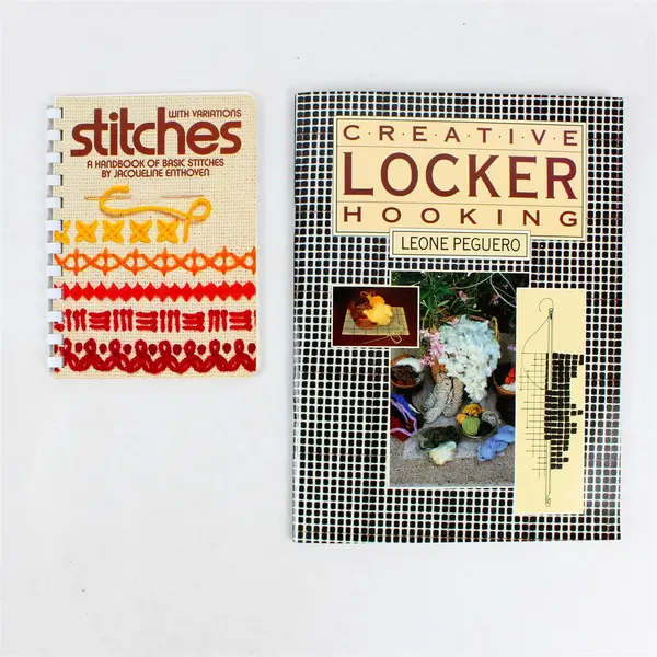 Lot of 2 Sewing Books: Stitches w/ Variations & Creative Locker Hooking + Hook