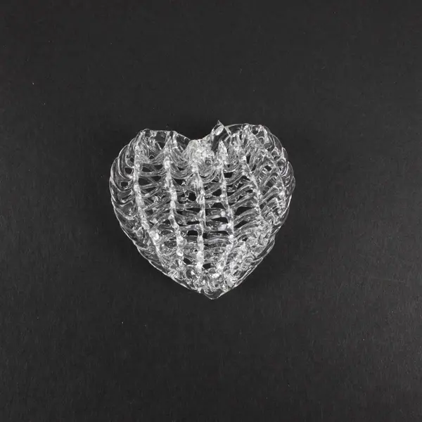 Lot Of 18 Unbranded Hand-Blown Spun Glass Heart Hanging Ornaments Gold String