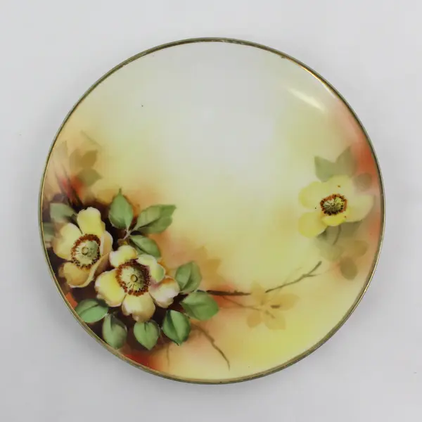 Nippon Hand Painted Yellow Rose Plate 7.5in