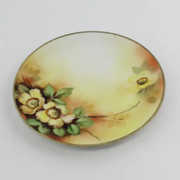 Nippon Hand Painted Yellow Rose Plate 7.5in