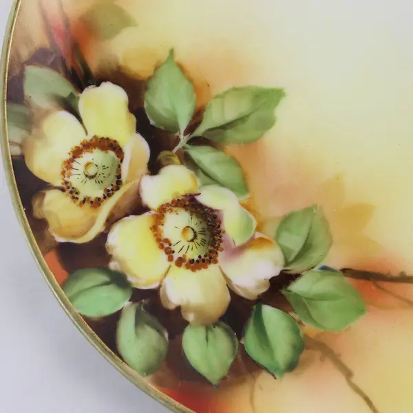 Nippon Hand Painted Yellow Rose Plate 7.5in