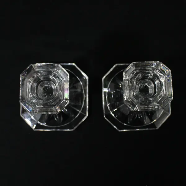 Set of 2 Mikasa Edinburgh Taper Crystal Candle Holders 2.75"