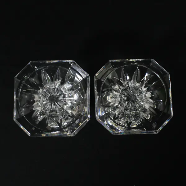 Set of 2 Mikasa Edinburgh Taper Crystal Candle Holders 2.75"