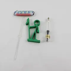 Lot of 3 Golf Decor: Wooden Golfer Flag, Bottle w/ Tee, Just Puttin Around Sign