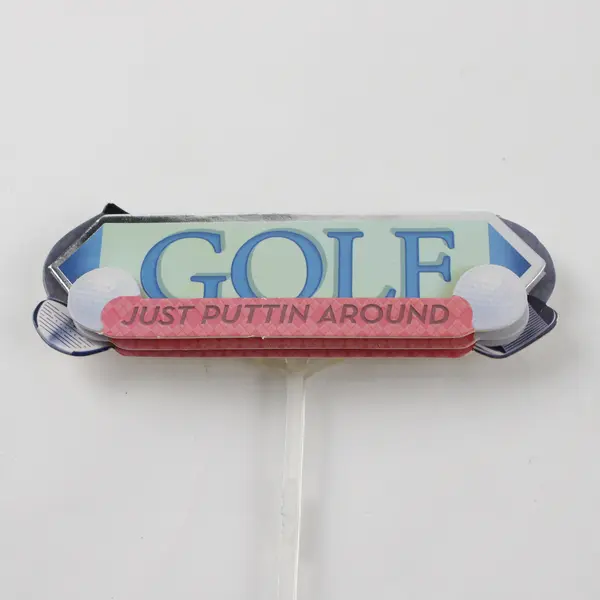 Lot of 3 Golf Decor: Wooden Golfer Flag, Bottle w/ Tee, Just Puttin Around Sign