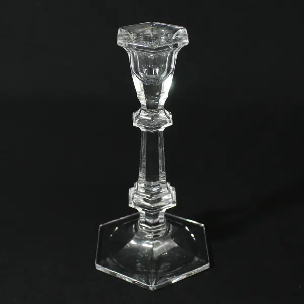 Hexagon Taper Crystal Candlesticks 7"