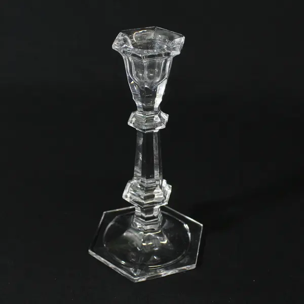 Hexagon Taper Crystal Candlesticks 7"