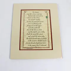 Calligraphy Studio Weaver Poem Matte Frame 10x8 Ready to Display
