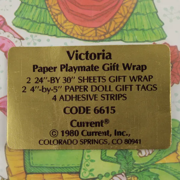 Vintage Victoria Paper Doll Gift Wrap Current Inc Christmas Dress 2 Sheets