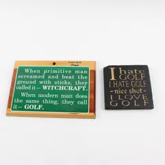 Lot of 2 Golf Plaques Crater Lake OR & 'I Hate Golf' Stone/Wooden