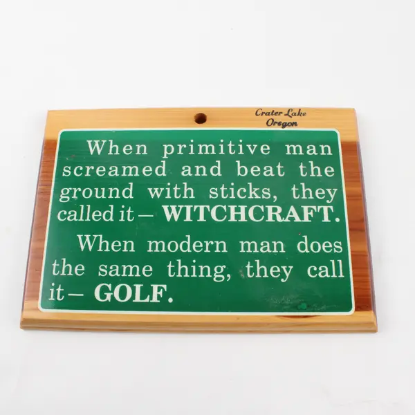 Lot of 2 Golf Plaques Crater Lake OR & 'I Hate Golf' Stone/Wooden