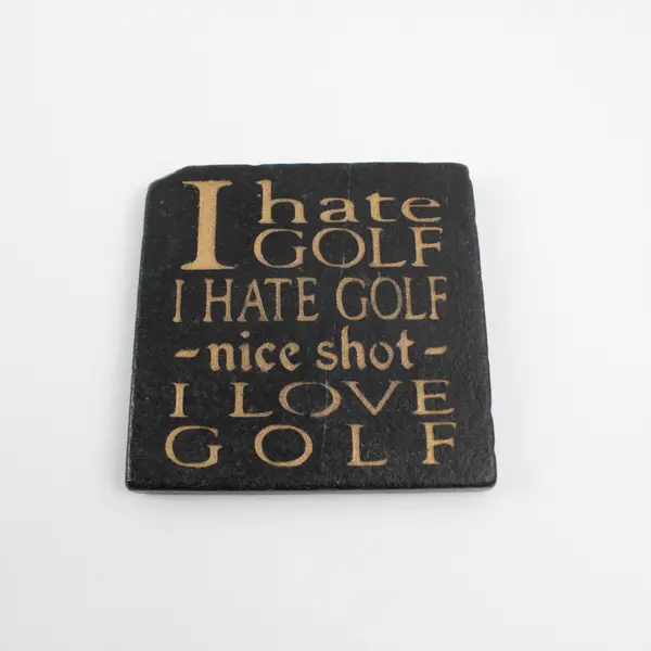 Lot of 2 Golf Plaques Crater Lake OR & 'I Hate Golf' Stone/Wooden