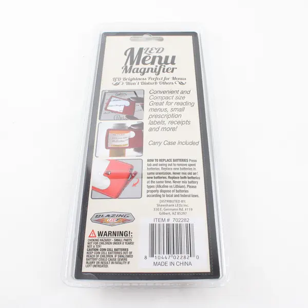 Blazing LED Menu Magnifier Black New in Package Portable Reading Light