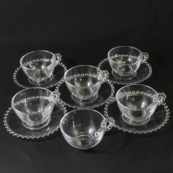 Set of 6  Imperial Candlewick Cups and 5 Matching Saucers 
