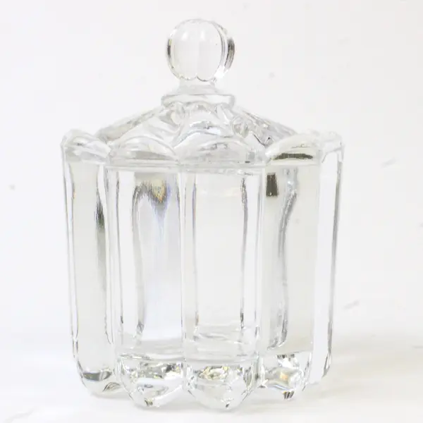 Vintage Heisey Crystolite Miniature Glass Mustard Jar With Spoon