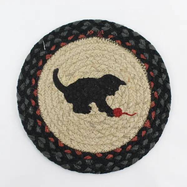 Kitten Cat Yarn Braided Jute Placemats Trivet 10in Round